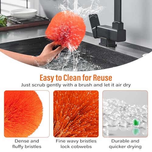 ACTREY 30FT Reach Cobweb Duster with Extension Pole, Spider Web Brush for High Ceiling Cleaning