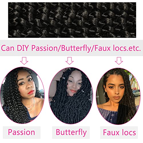 18 Inch Passion Twist Crochet Hair - Rust Red Water Wave Ombre, 7 Pack with Accessories