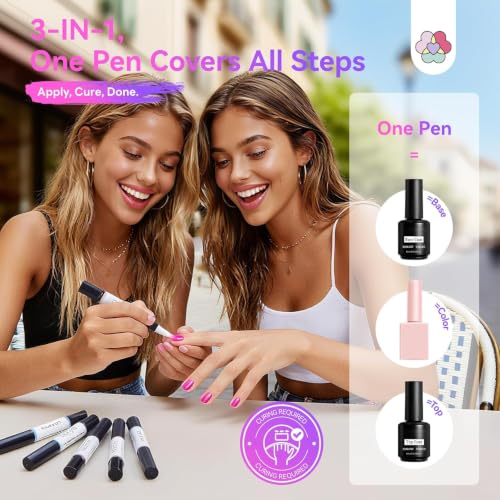 SAVILAND One Step Gel Nail Polish Pens Set Cat Eye Mystical Range - 12 Jelly Colors