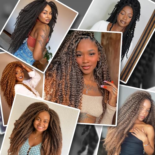 BYKSVIOC 8 Packs Marley Twist Braiding Hair 24 Inches Brown Afro Kinky Curl Variation 1B/30