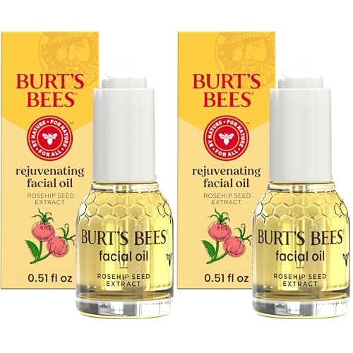 Burt's Bees Gua Sha Face Oil With Rosehip Seed Extract,Reduces Appearance of Fine Lines and Wrinkles,Use with Ice Roller & Facial Tools,Natural Origin Skin Care,0.51 fl. oz.,(Pack of 2)