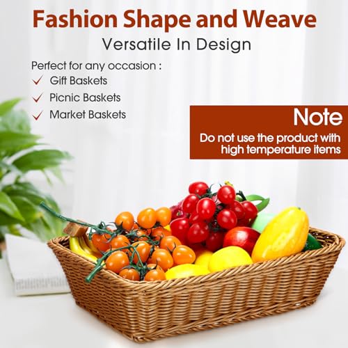 Eccliy 6 Pack Wicker Bread Baskets - 15.8 Inch Woven Serving Baskets