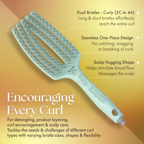 Olivia Garden Dual Bristles Curly Hair Brush for Detangling & Styling