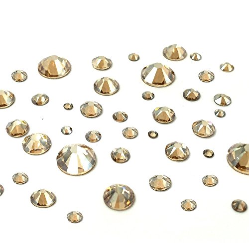 144 PCS Swarovski Flatbacks Crystal Gold Shadow Assorted Sizes for Crafts