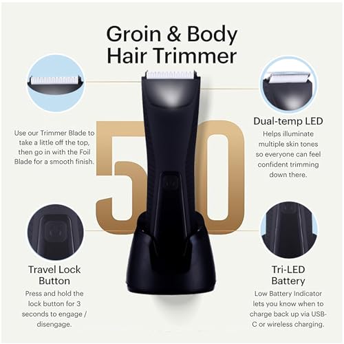 Body Hair Trimmer for Men ? Waterproof Groomer with Skin-Friendly Blade, USB Rechargeable Ball Shaver for Sensitive Areas Men Grooming Trimmer (Black)
