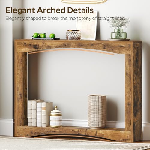 Rustic Brown Narrow Console Table - 39.3" Slim Entryway & Behind Couch Table