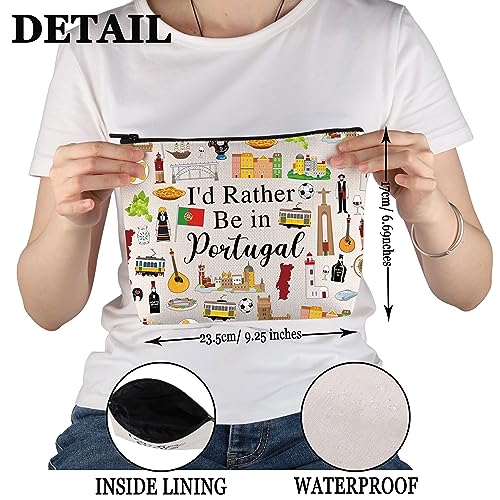 PWHAOO Portugal Trip Vacation Gift - I'd Rather Be in Portugal Makeup Bag - Heritage Cosmetic Bag - Pride Souvenir Gift