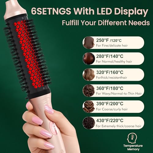 Infrared Thermal Curling Straightening Brush 1.5 Inch Hot Styling Tool Pink