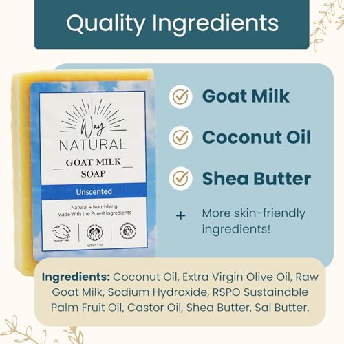 Fragrance-Free Goat Milk Soap Bars - 1 Honey Oatmeal, 1 Unscented, 1 Charcoal (3, 5oz Bars)