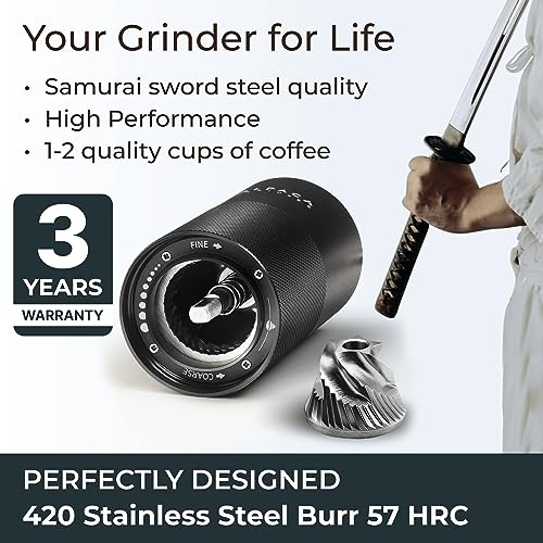 Manual Coffee Grinder Adjustable Conical Burr Black - Alpaca Ventures