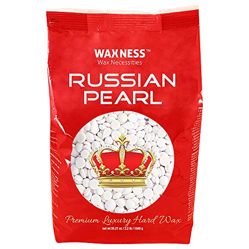 Waxness Russian Pearl Hard Wax Beads 2.2 lb (1 kg) ? Rosin-Free Stripless Hard Wax with Creamy Texture and Skin Visibility, Professional Use ? Made in Italy