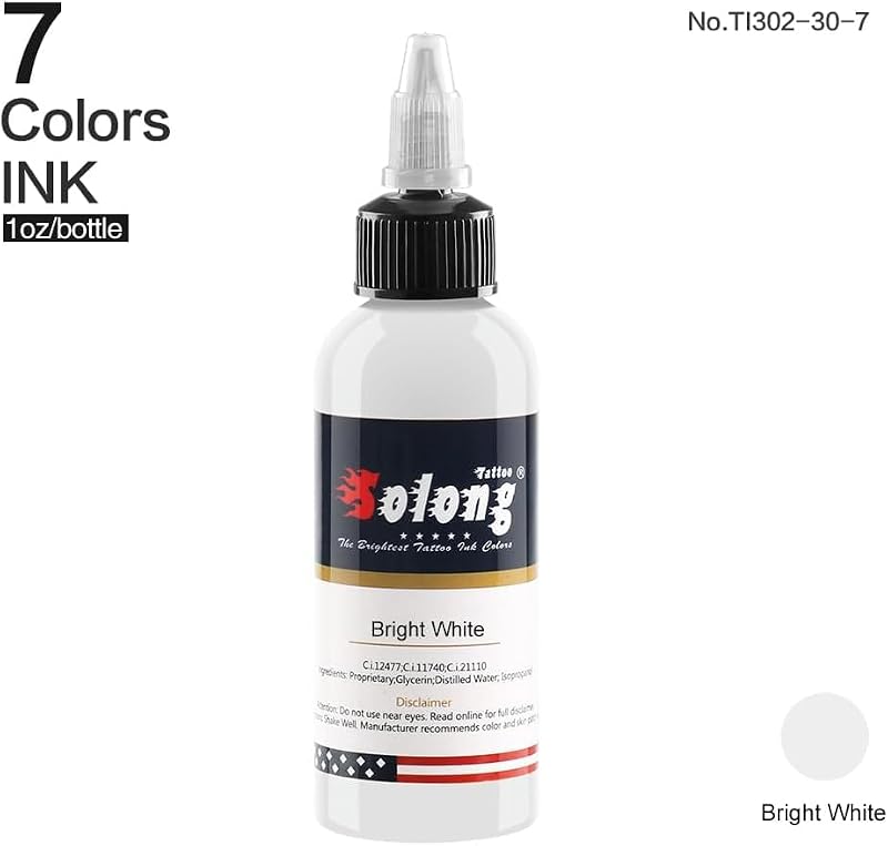 Solong Tattoo Ink Color Set - Professional 7 Color Pigment Kit for Outlining & Shading