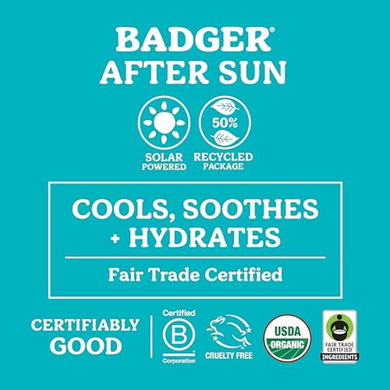 Badger Coconut AfterSun Balm, 100% Organic Soothing Sunburn Relief, Great Smelling, Moisturizing & Hydrating After Sun Skin Care, 2 oz Tin