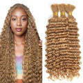 Blonde Human Braiding Hair Extensions - Deep Wave Boho 3 Bundles 18 Inch