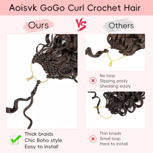Aoisvk Prelooped GoGo Curl Crochet Hair 10 Inch Pack of 8 - 1B/30 Ombre Short Curly Pretwisted Water Wave Boho Hair Extensions