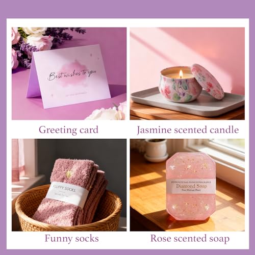 Birthday Gifts for Women, Self Care & Get Well Soon Gift Baskets, Jasmine Relaxing Spa Care Package with 40oz Tumbler & Flannel Blanket, Encouragement Thinking of You Gifts for Her, Mom, Friend,Girl