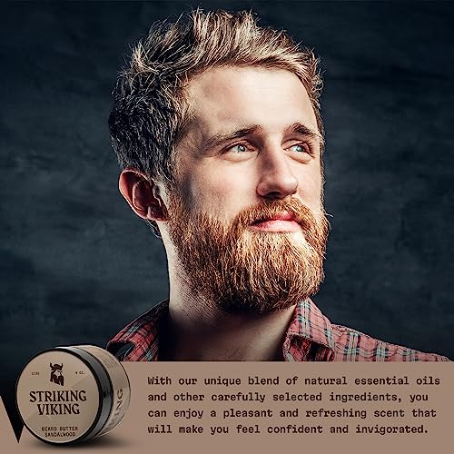 Striking Viking Beard Butter (4oz) Sandalwood & Beard Wash and Conditioner (10oz) Set Sandalwood