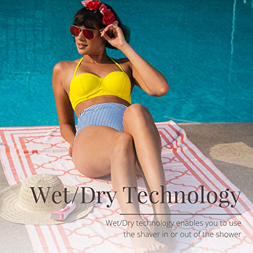 Peach 3-Blade Electric Shaver for Women Wet & Dry Bikini Trimmer