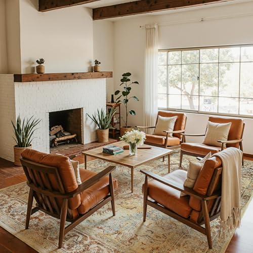 Jinchan 8x10 Vintage Thin Large Area Rug - Warm Taupe, Non-Slip Indoor Floor Covering