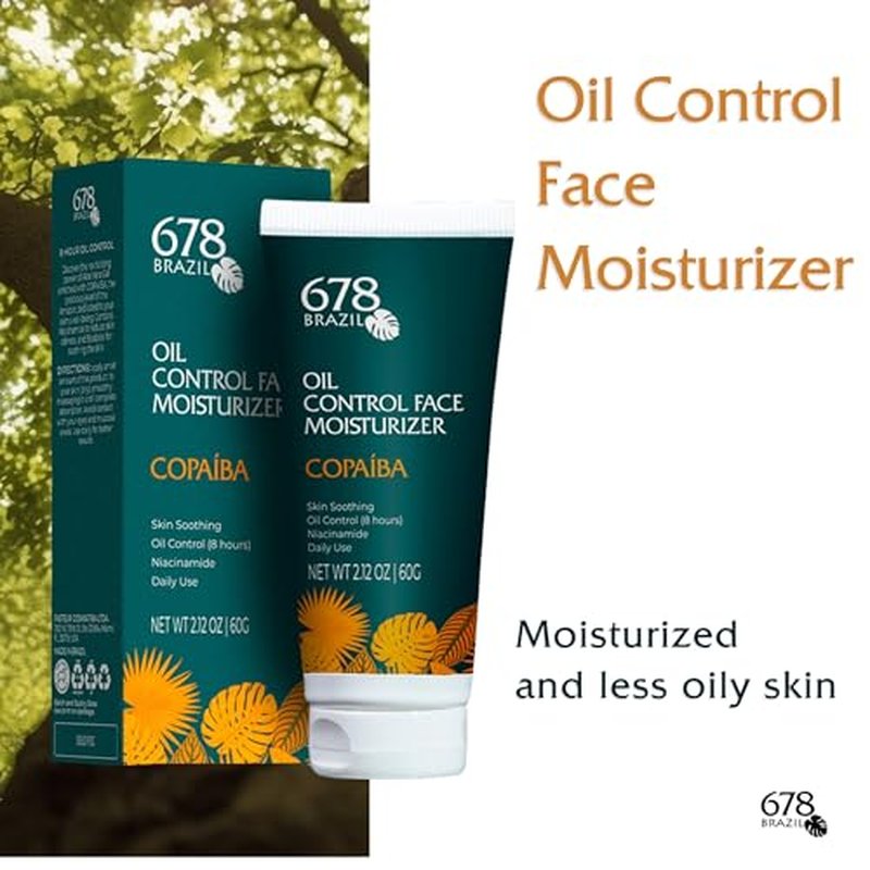 678Brazil Oil Control Facial Moisturizing Gel - Hydrating Non-greasy Lightweight Mattifying Moisturizer - Oily & Acne-prone Complexion - Copaiba, Niacinamide, Hyaluronic Acid - 60g / 2.11oz