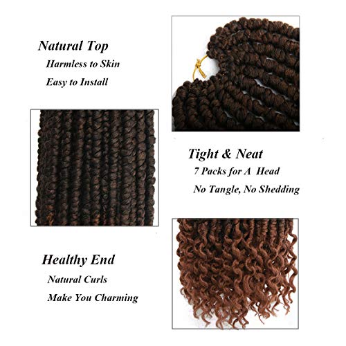 TOBBST 14 Inch Crochet Braids Hair Curly Spring Twist for Black Women - Black Mix Brown (1B/30#) - 8pcs