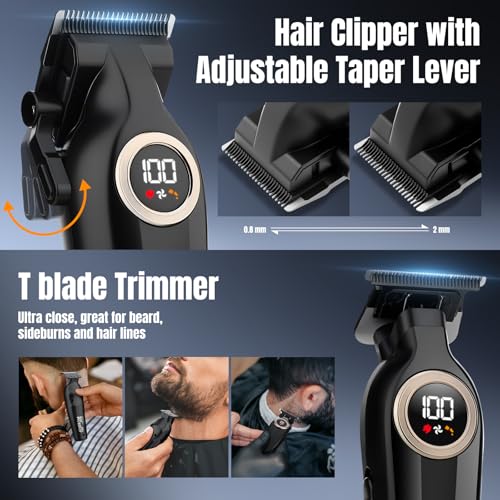 Cordless Hair Clippers for Men with LED Display - Professional Trimmer Set Black1