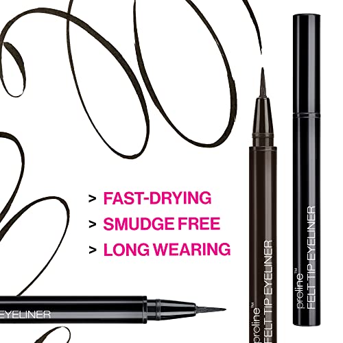 wet n wild Proline Felt Tip Eyeliner Dark Brown, .017z (Pack of 3)