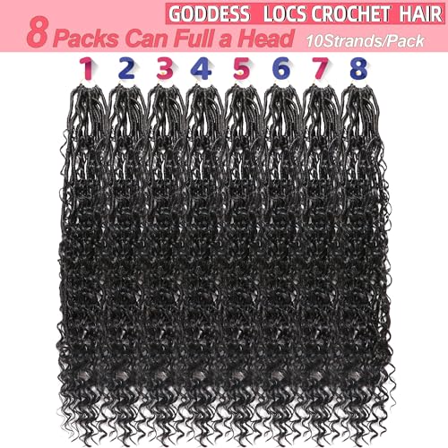 Goddess Locs Crochet Hair 24 Inch - Soft Boho Faux Locs for Black Women, 8 Packs (1B#)
