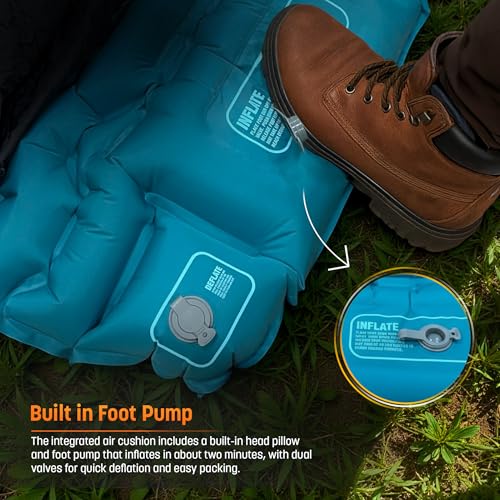 RANGLAND Black Inflatable Sleeping Bag with Built-in Pad & Foot Pump - 80x30
