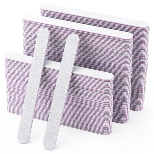 BTYMS 100 Pieces Nail Files 100/180 Grit Double Sided Emery Board Reusable Buffering Files for Natural Nails and Acrylic Nails