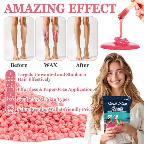 Sukh Hard Wax Beads for Hair-Removal - 430g, Pink, Rosin-Free, Moisturizing, Gentle on Skin, Avoids Razor Burn, Unisex, for Back, Legs, Armpit, Bikini Line, Arms, Body (Pack of 2)