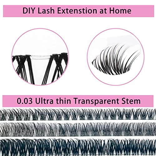 TRZLIFE Eyelash Clusters, 72 PCS DIY Individual Lash Extension Create Personal Eyelash Style Easily Super Natural and Comfortable Clear Band Non-Friable Reusable False Eyelash Mix 10/12/14mm