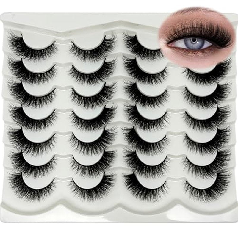 Cat Eye Lashes Natural Look Wispy Short Fluffy Fox Eye Lashes Strip Soft C Curl Natural Faux Mink Cateye Lash Strips Fake Eyelashes Bulk 14 Pairs
