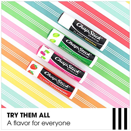 ChapStick Lip Moisturizer, Classic Flavors Variety 3-Packs (12 Sets/36 Tubes) - Bulk Lip Balm, Cherry, Strawberry, and Spearmint, 0.15 Oz Ea