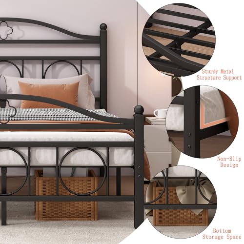 Twin Metal Bed Frame with Storage - Black - Strong & Modern Design