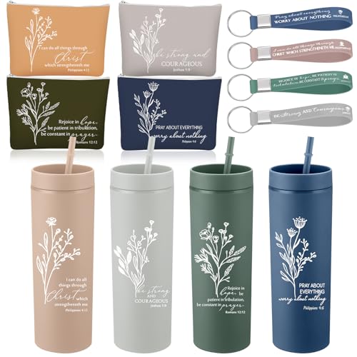 Christian Appreciation Gift Set for Women - Morandi Colors, Floral Design, 4-Piece Religious Gift Bundle