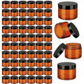 Plastic Jars with Lids - 8oz Amber Containers Bulk Pack of 60 - Leakproof & Transparent