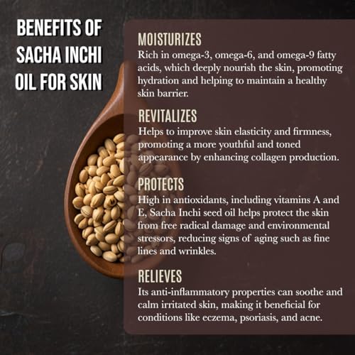 Organic Sacha Inchi Seed Oil - 100% Pure Cold Pressed Face, Body & Hair Moisturizer - 4 fl oz