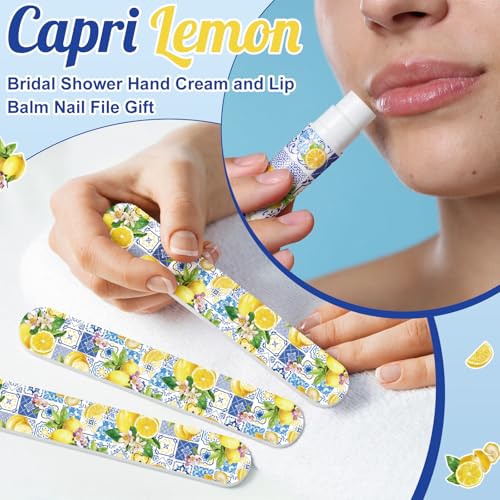 Leelosp 50 Sets Lemon Party Favors Hand Cream Lip Balm Nail File Gift Set