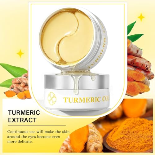 Turmeric Under Eye Patches with Collagen & Vitamin C - 60pcs, Yellow Variation