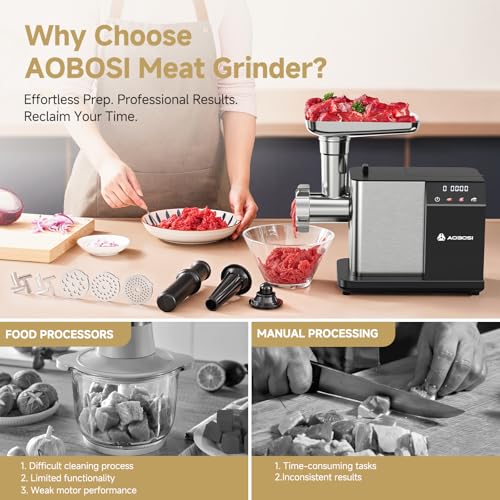 Silver Electric Meat Grinder 3000W with Touch Screen & 3 Speed Settings - Home Use