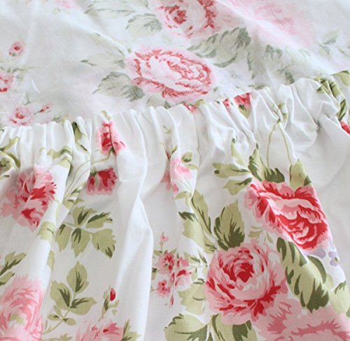 FADFAY Cotton Queen Bed Sheets Set with Rose Floral Print, 4-Piece, Bulgaria Rose Variation