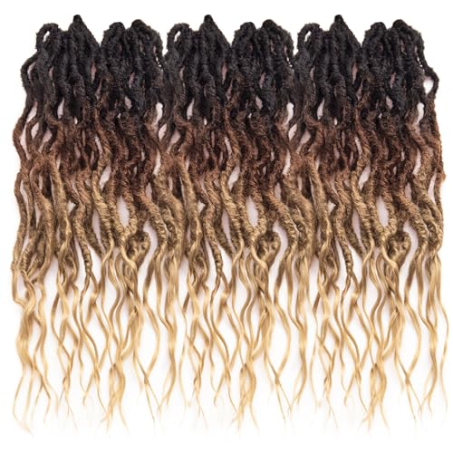 Faux Locs Crochet Hair 18 Inch - Goddess Wavy Locs 6 Packs - Lightweight Synthetic Braids