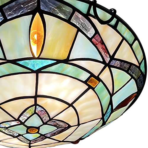 ARTZONE Tiffany Ceiling Light - 12 Inch Stained Glass Flush Mount for Bedroom & Living Room