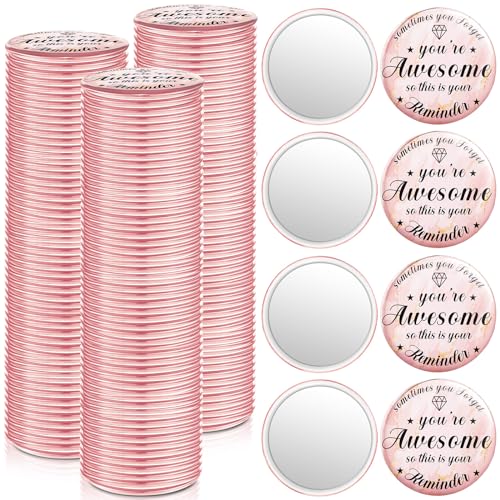 Tradder 120 Pcs 2.76 Inch Inspirational Compact Mirror Bulk Quinceanera Employee Appreciation Gifts Makeup Purse Pocket Mirror for Women Mother's Day Valentine Coworker Nurse Gifts Bag Stuffer Items