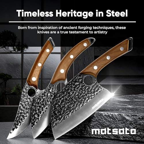 Matsato 3-Piece Kitchen Knife Set with 6.3, 6.3 & 5.8-Inch Knives – Chef, Cleaver & Utility
