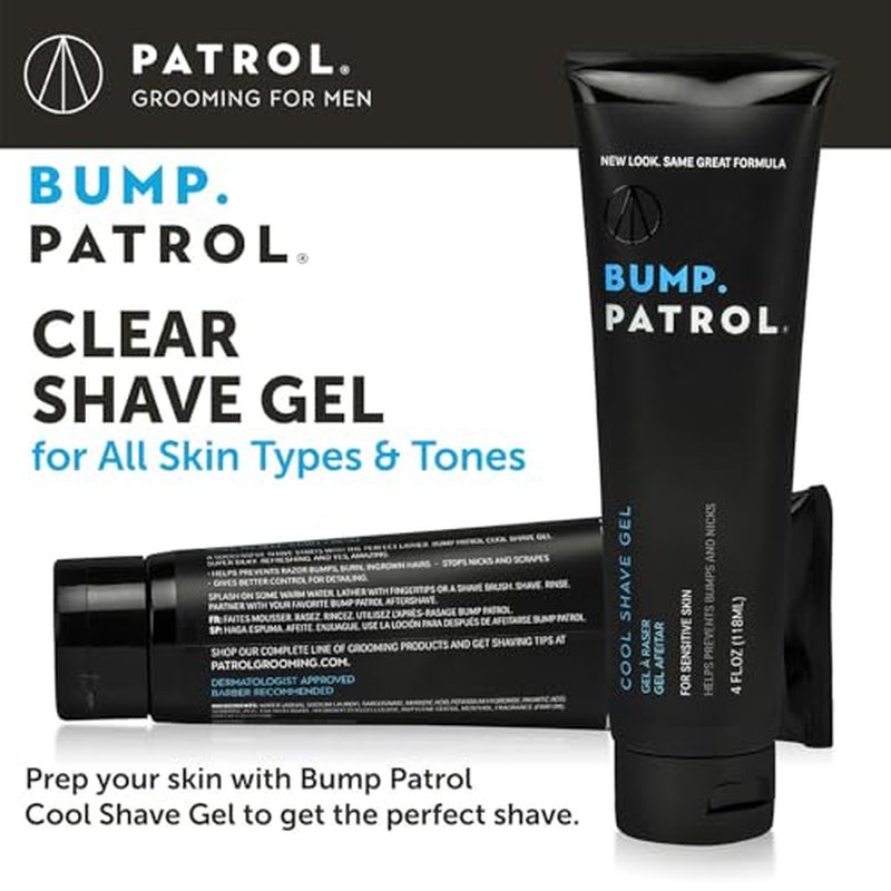 Bump Patrol Cool Shave Gel - Sensitive Clear Shaving Gel With Menthol Prevents Razor Burn, Bumps, Ingrown Hair - 4 Ounces 2 Pack