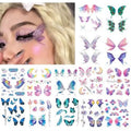 14 Sheets Glitter Butterfly Temporary Tattoos Sticker for Eye Face Makeup Decoration, Body art tattoo stickers Shiny Butterflies Waterproof Fake Tattoos for Women Girls Festival Party Eye Decor