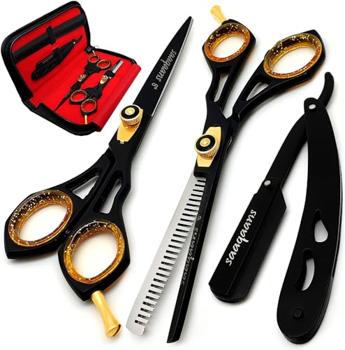 Professional Hairdresser Scissors Kit with Thinning Shears & Straight Razor