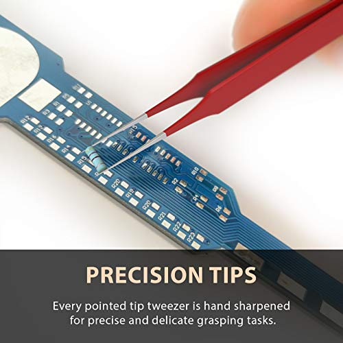 Ingrown Hair Tweezers 5 Pack - Pointed Tip Stainless Steel Precision Grooming